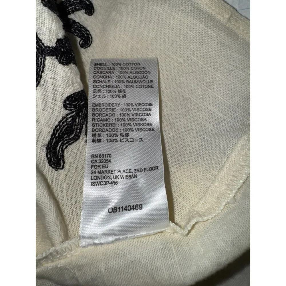 Free People Ivory Fiona‎ Mini Dress Size L New w/o Tags Puff Sleeve Pockets